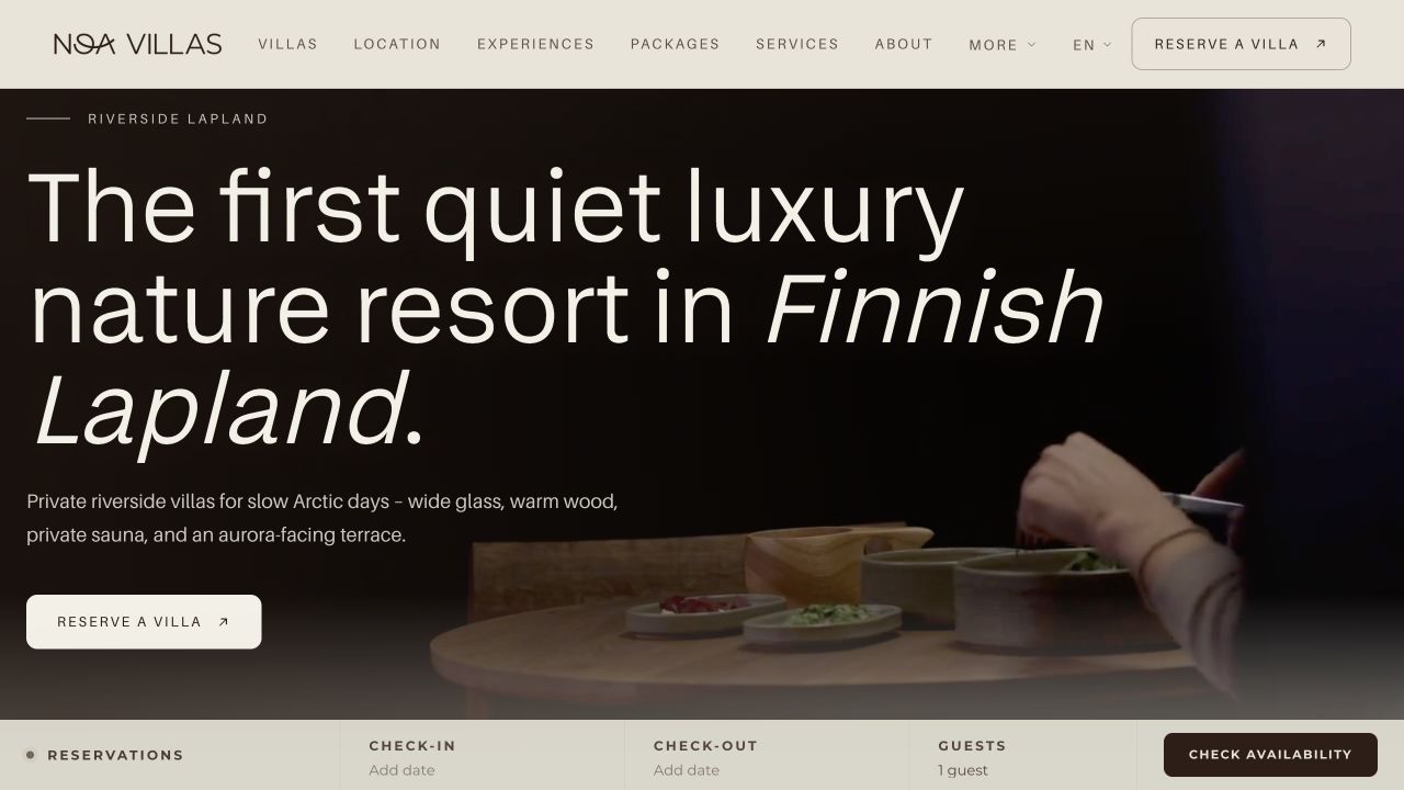 NOA Villas English website homepage