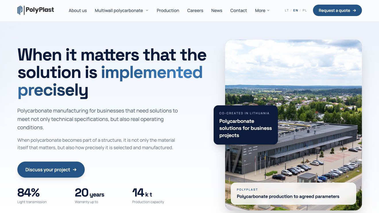 Polyplast English website homepage